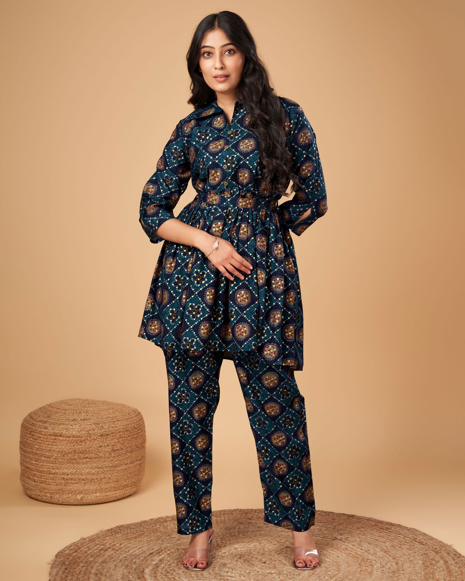 Mann Printed Chanderi Short Kurti With Bottom Catalog