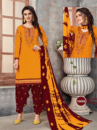 Patiyala 10 Latest Designer Festive Wear Cotton With Embroidery Work Top With Bottom And fancy Print Dupatta Dress Material Collection