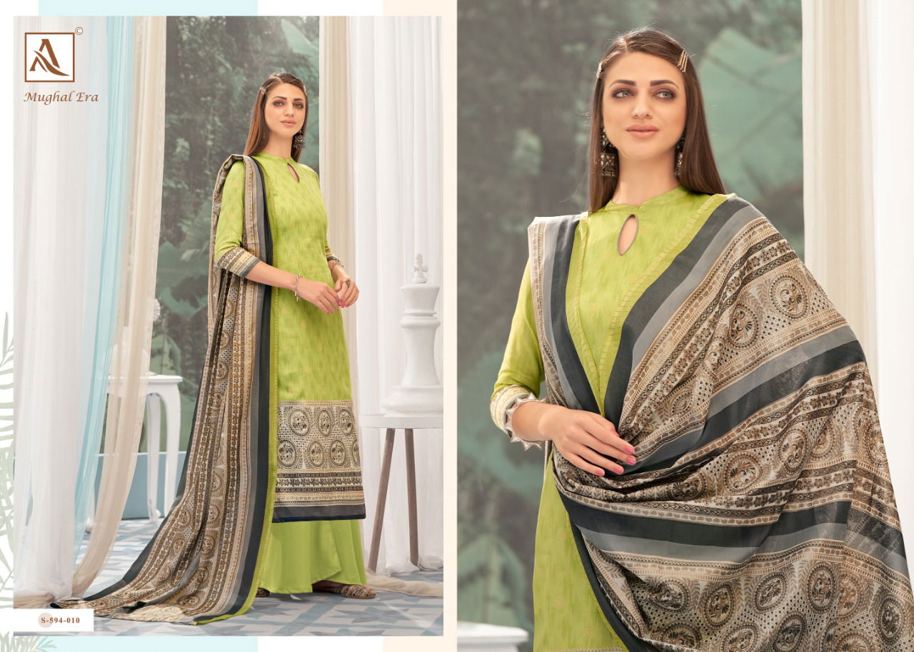 Alok Mughal Era 4 Latest fancy Designer Casual Wear Pure Jam Gold Print Designer Dress Material
