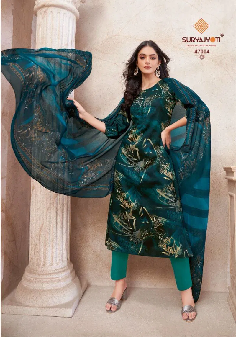 Naishaa Vol 47 By Suryajyoti Jam Satin Dress Material Wholesalers In Delhi
