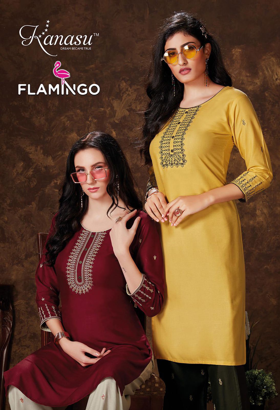 Kanasu Flaamingo 2 Designer Ethnic Wear Rayon Kurti With Bottom Collection