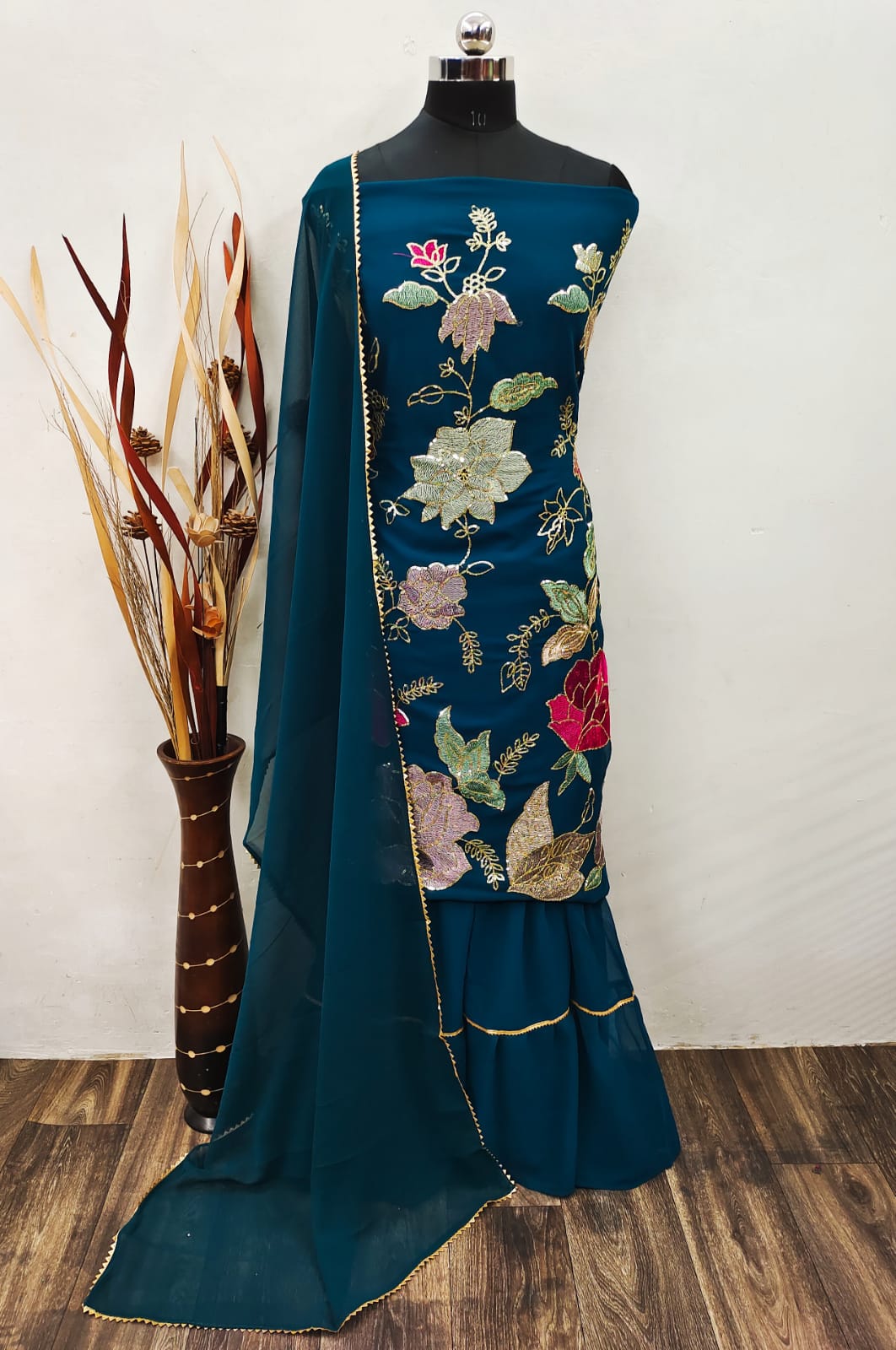 Sharara 2 New Stylish Festive Wear Georgette Heavy Dress Material Collection
