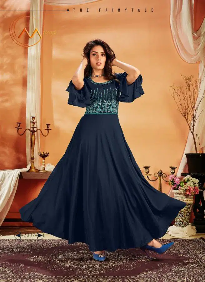 Manya Designer Party Wear Gown With Beautiful Neck And Sleeves Design 