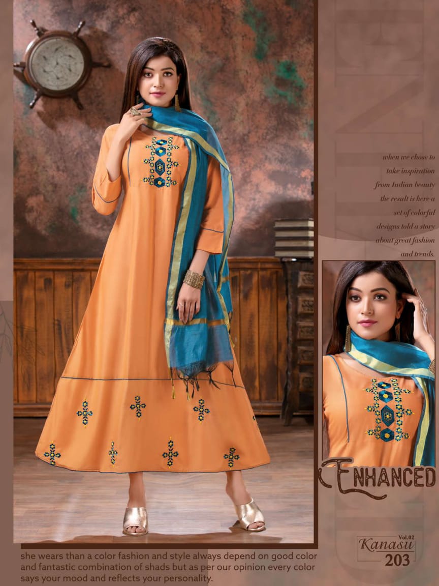 Kanasu Vol 2 Latest Designer Party Wear Anarkali Style Kurti With Dupatta 