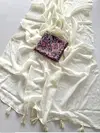 Tew Soft Mulmul Silk With Handmade Latkan Saree  