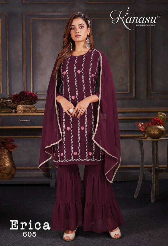 Kanasu By Erica Georgette Designer Sharara Suit Catalog