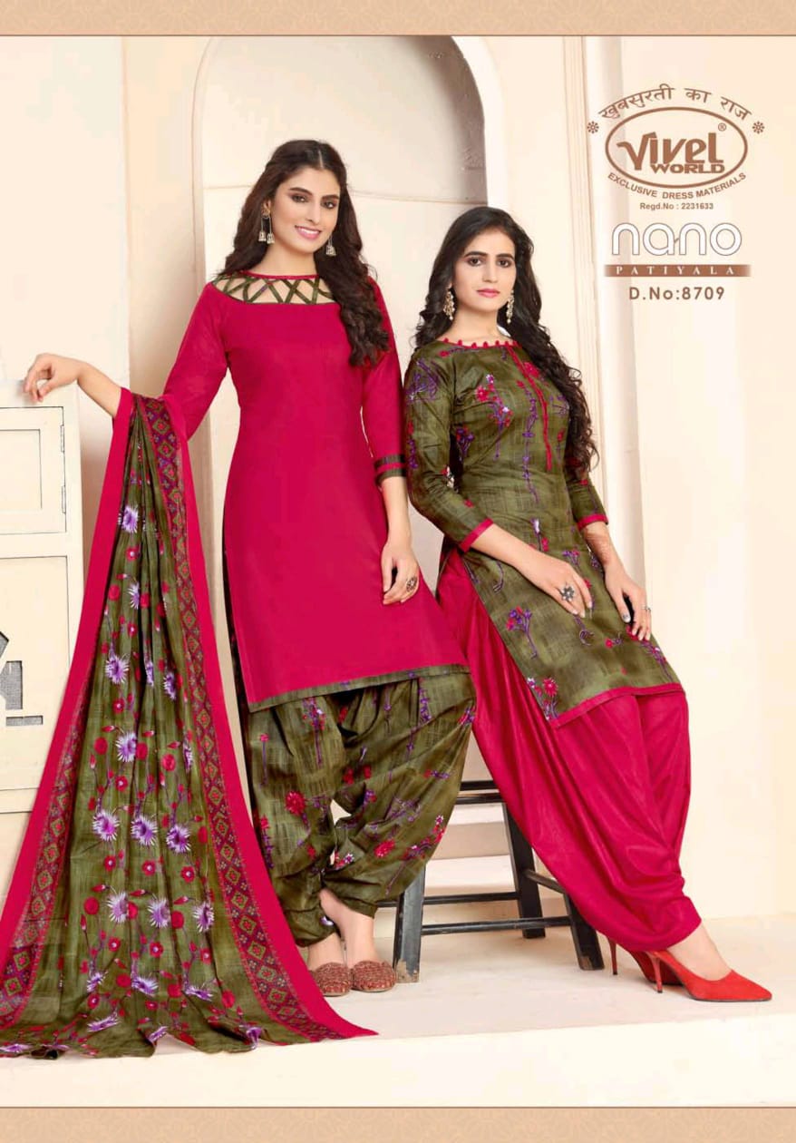 Vivel Nano Patiyala Vol 4 Latest Designer Printed Daily Wear Patiyala Suit Dress Material Collection 