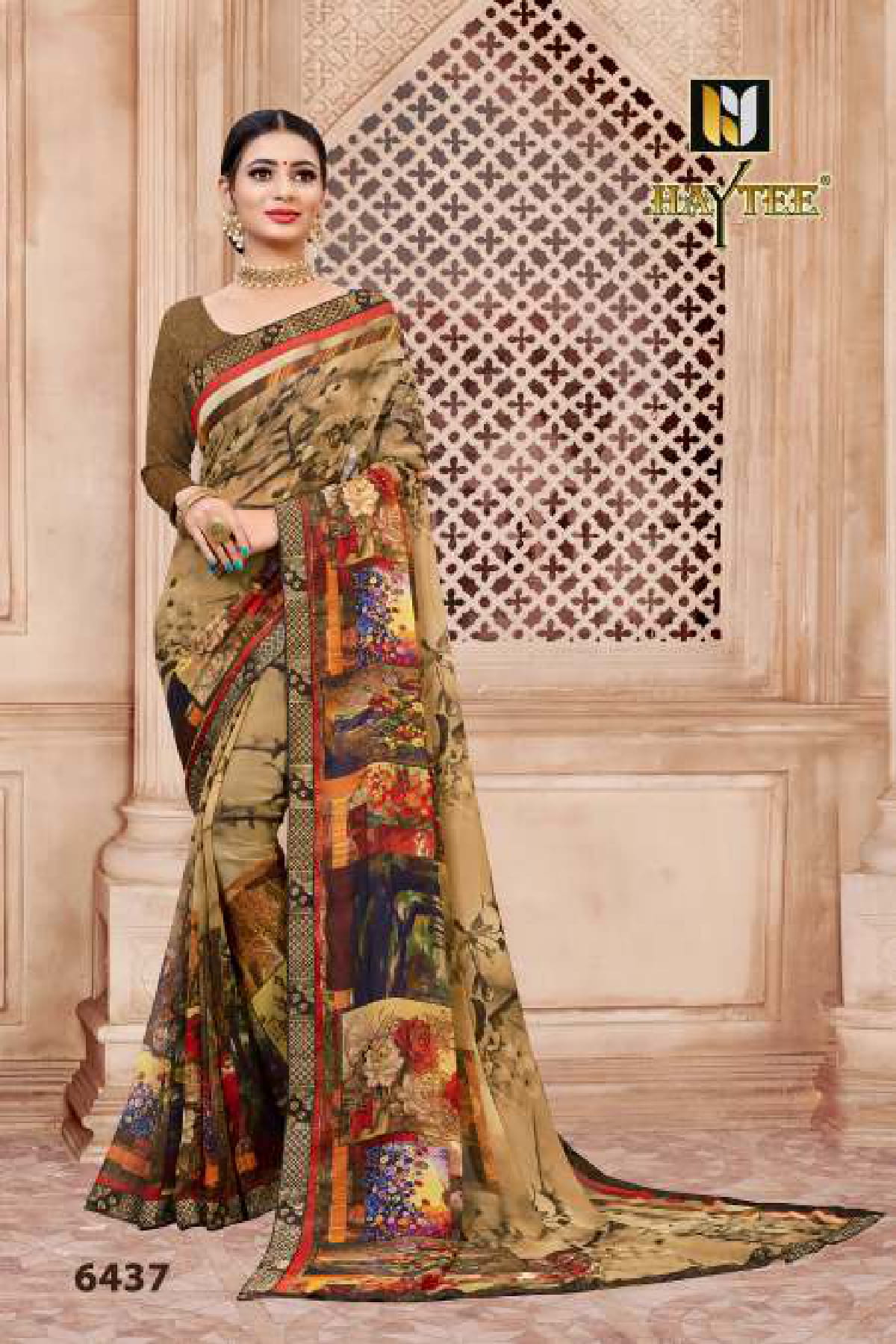 Haytee Seosons Designer Daily Wear Weightless georgette Printed Sarees Collection