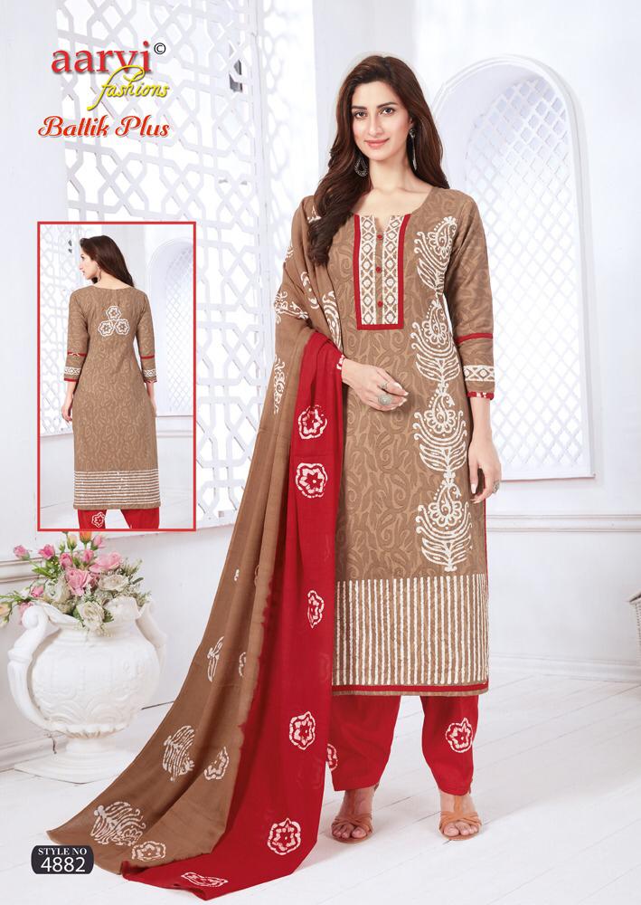 Aarvi Batik Plus Vol 1 Latest Regular Wear Printed Cotton Dress Material With Mal Mal Dupatta 