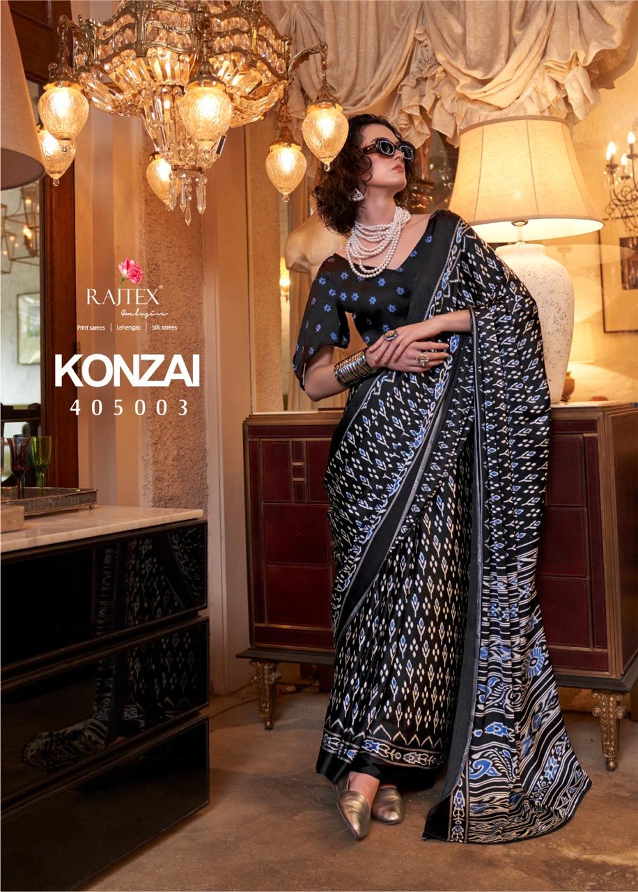 Konzai By Rajtex Patola Printed Satin Crepe Saree Wholesale Price