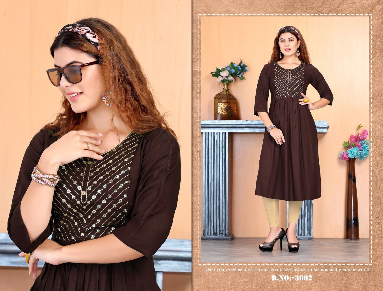 Beauty Queen Savory Fancy Party Wear Rayon Embroidery Kurti Collection