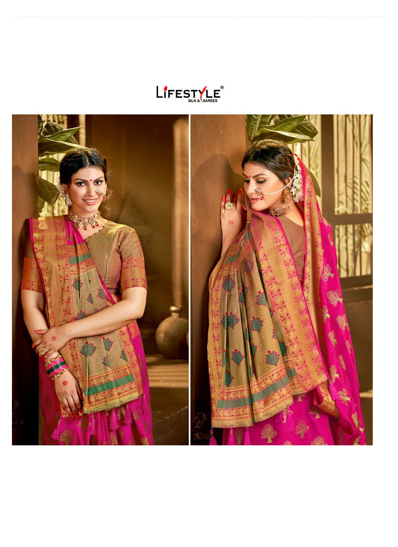 LIFESTYLE NIMAMTRAN Latest Fancy Heavy Festive Wear Designer Nyloned Silk Rich Pallu Buti Diamond Work Saree Collection 