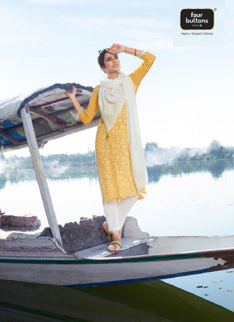 Four Gems-2 Viscose Silk With Lucknowi Style Prints Attached With Lace And Other Trims Salwar Suit Collection