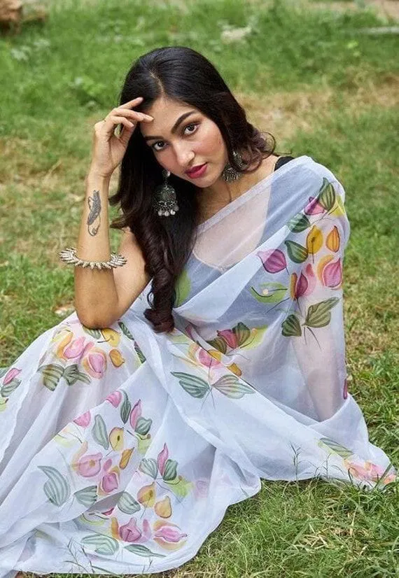 Vk 4130 Organza Silk Digital Print Saree Catalog
