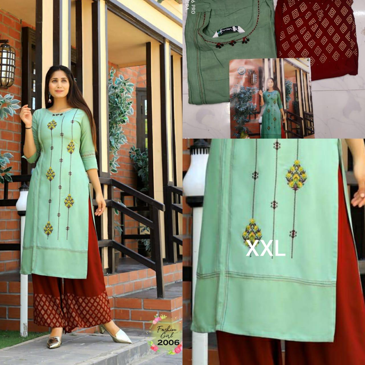 ARADHNA FASHION GIRL VOL 2 Heavy Rayon with Embroidery Work & Manual Work with Heavy Rayon With Ordinary Print & Gold Print Pazzo Kurtis Set Collections