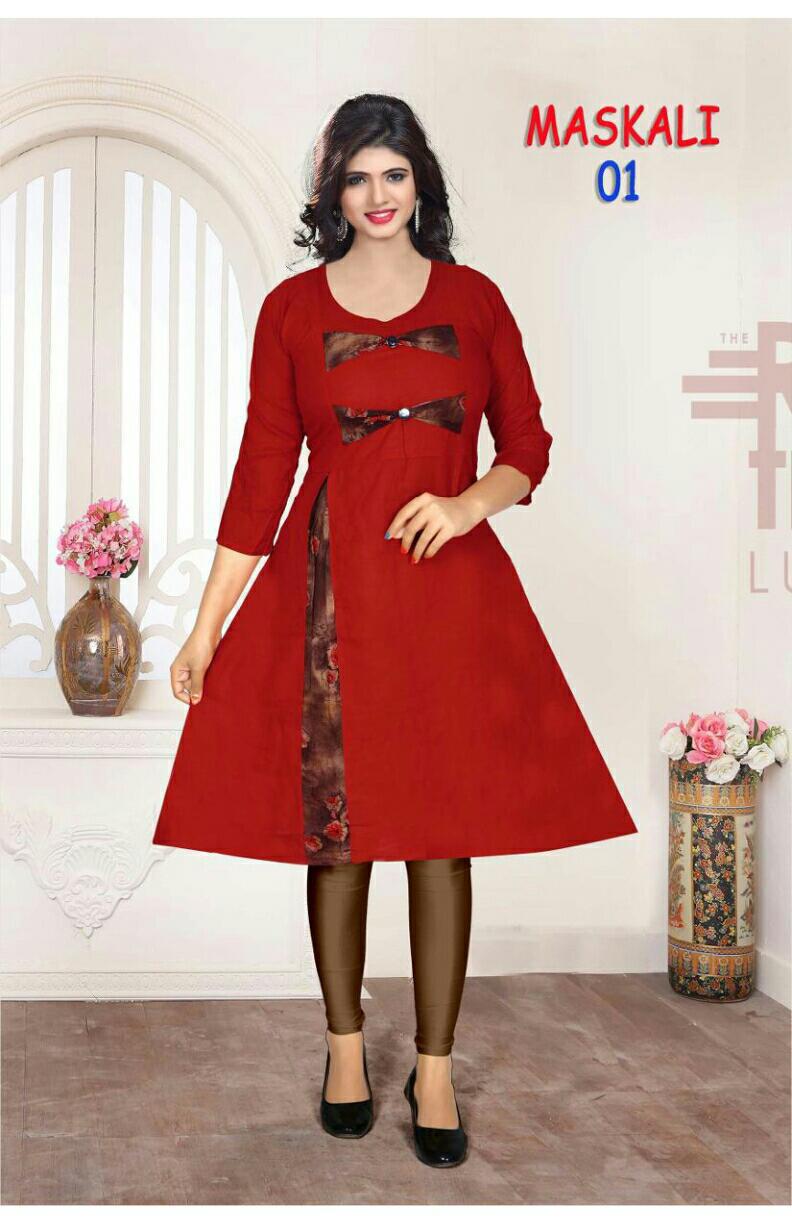 trendy maskali latest designer pure soft rayon regular casual wear kurtis collection