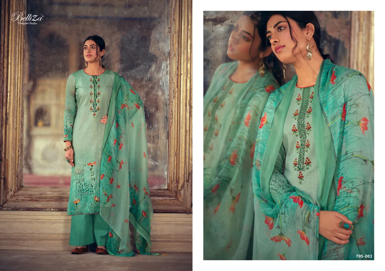 Belliza Arise Exclusive Latest Fancy Pure JAM Cotton Printed with Heavy Fancy Embroidery work Designer Dress Material Collection
