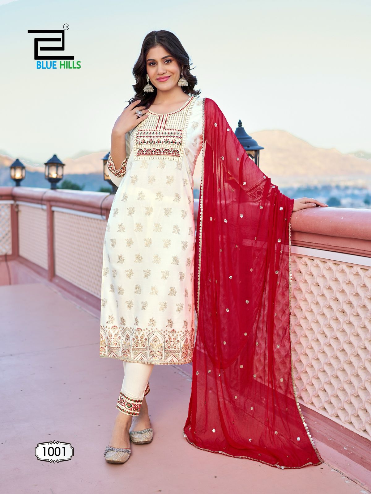 Shaandar By Blue Hills Foil Printed Kurti With Bottom Dupatta Wholesale Clothing Distributors In India
