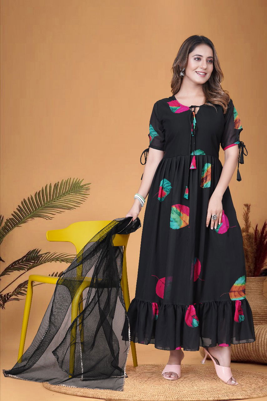 Aartee Georgette Printed Kurti With Dupatta Catalog