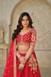 Red colour Silk With Zari Work Lahenga With Blouse And Dupatta Wholesale Suppliers In Mumbai KF 2102