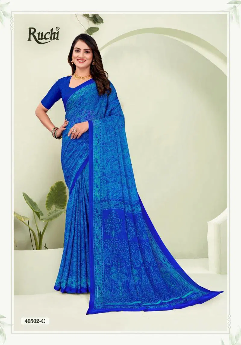 Star Chiffon 188 By Ruchi Printed Chiffon Saree Wholesale Market