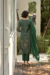 Tew Tissue With Floral Printed Embroidery Kurti With Bottom Dupatta Wholesalers In Delhi