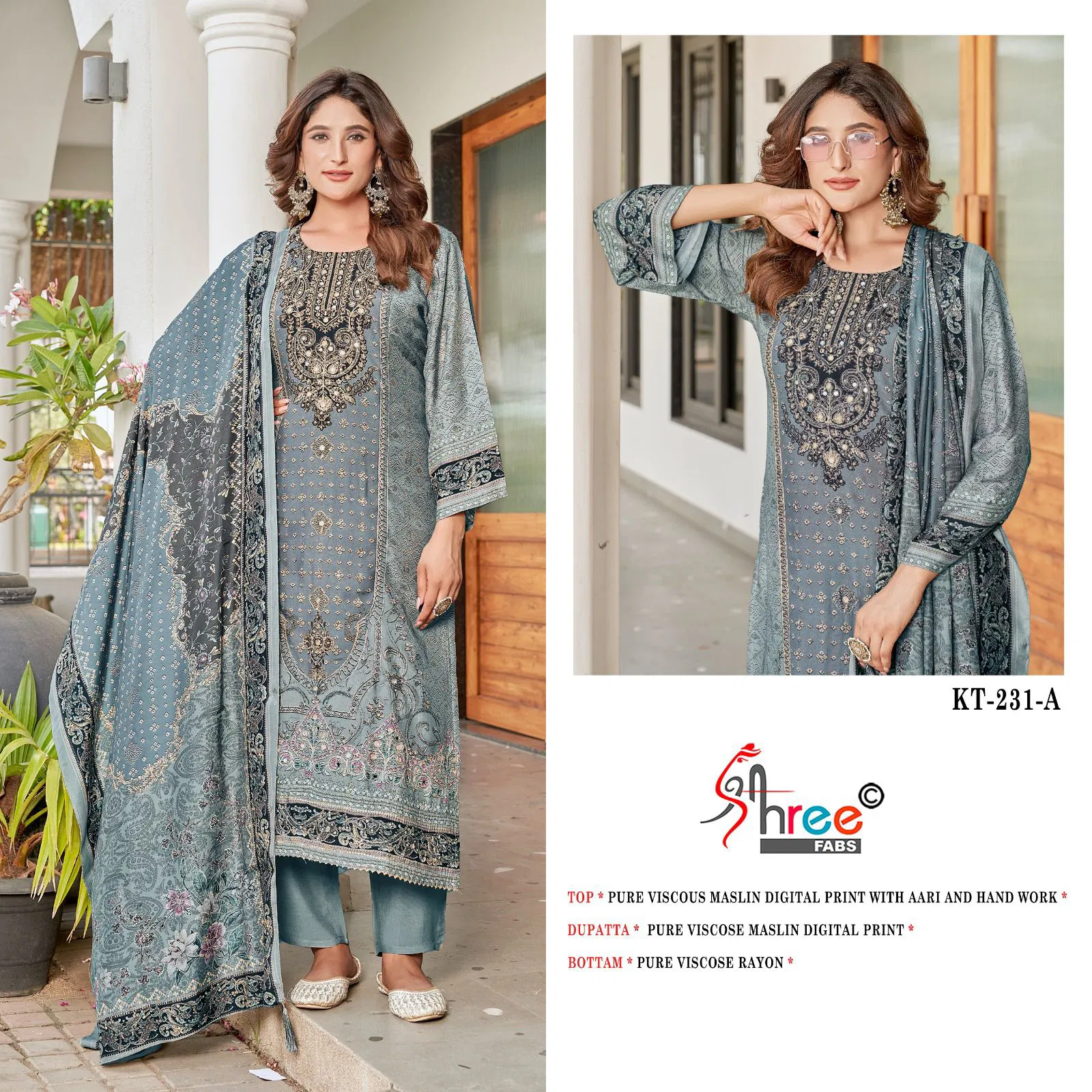 Kt 231 By Shree Viscose Maslin Digital Printed Salwar Suits Orders In India