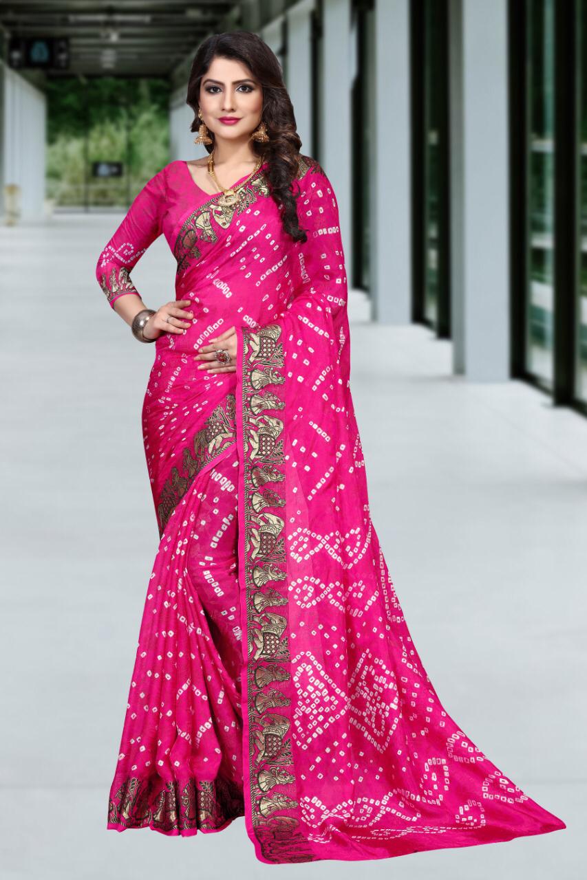 Palak Bandhej Latest Fancy Designer  Handicraft Pure Bandhej Silk Saree Collection