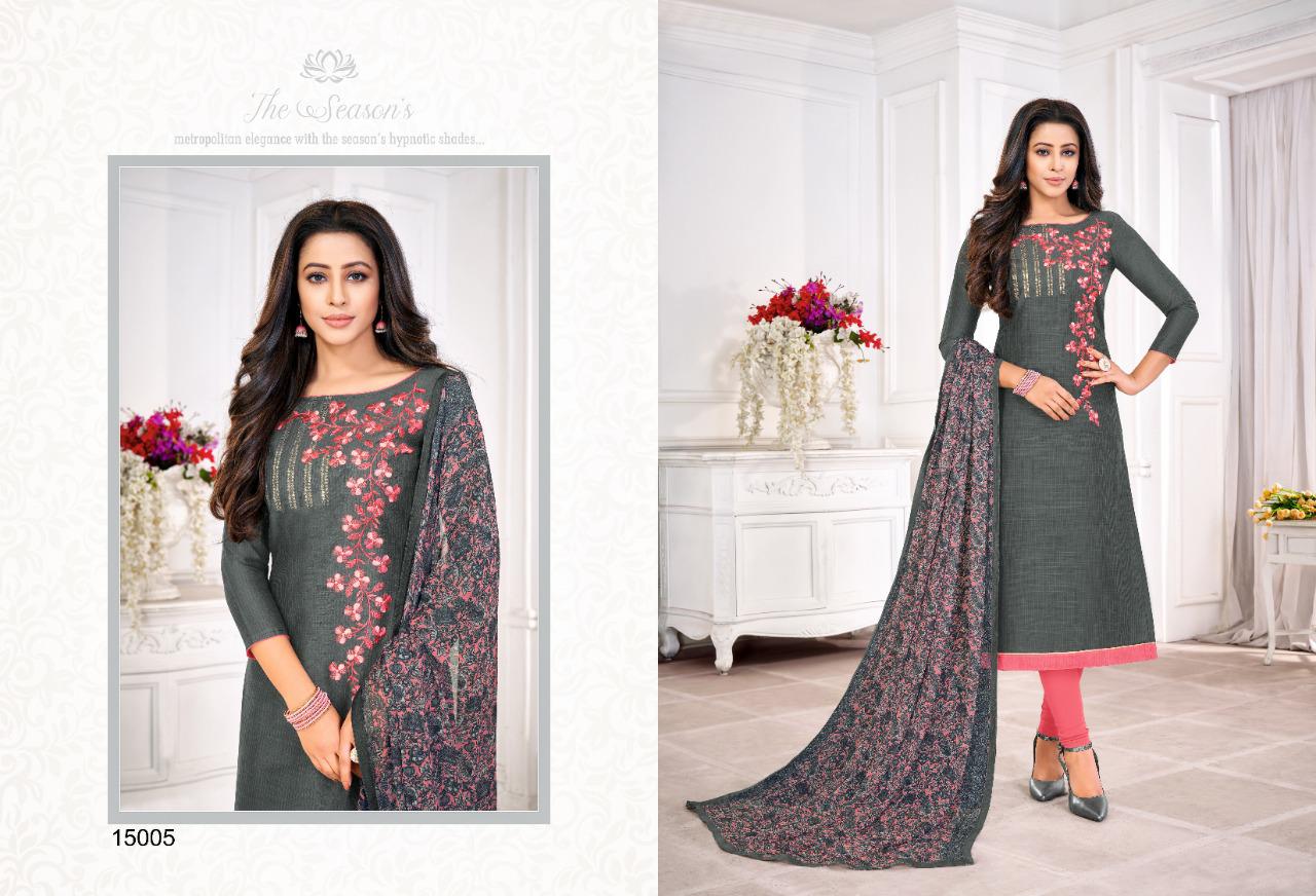 Autogragh 15 Casual Wear Slub Lining Embroidery Work Designer Churidar Dress Material Collection
