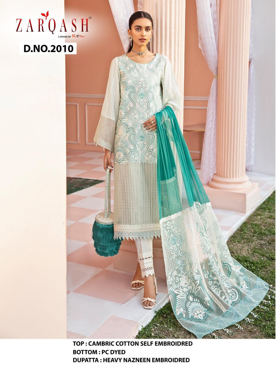 Zarqash Nureh Cambric Latest Fancy Designer Festive Wear Cotton Pakistani Salwar Kameez Collection