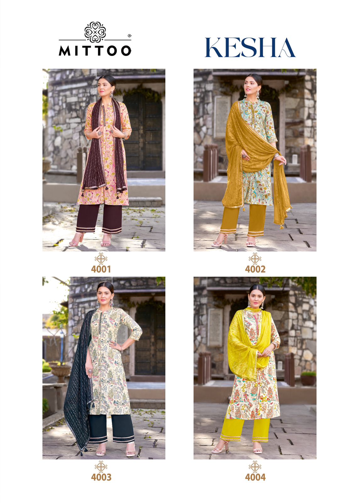 Kesha By Mittoo Rayon Print Embroidery Kurti With Bottom Dupatta Orders In India
