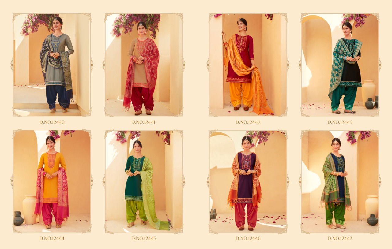 KAJREE SUNHERI PATIYALA VOL-4 Latest Fancy Designer Festive Wear Jam Silk with Embroidery Work And Khatli Work Readymade Salwar Suit Collection