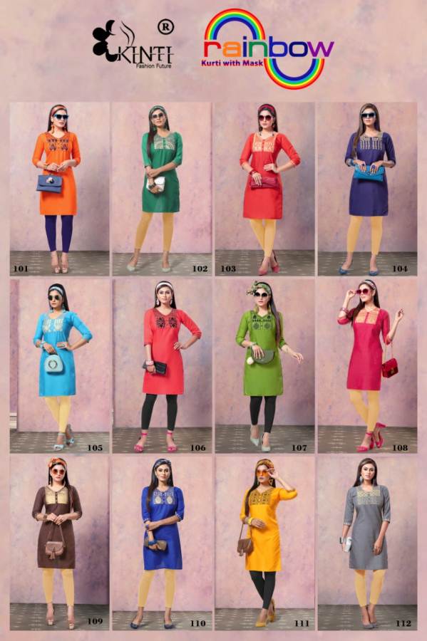 Kinti Rainbow Latest Exclusive Collection Of Designer Short Kurtis With Embroidery Work 