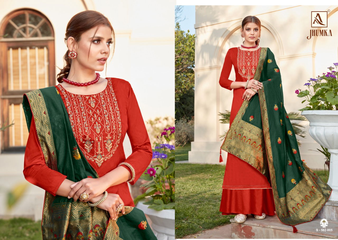 Alok Jhumka Desinger Heavy Pure Zam Cotton Dyed with Exclusive Embroidery Festive Wear Dress Material Collection