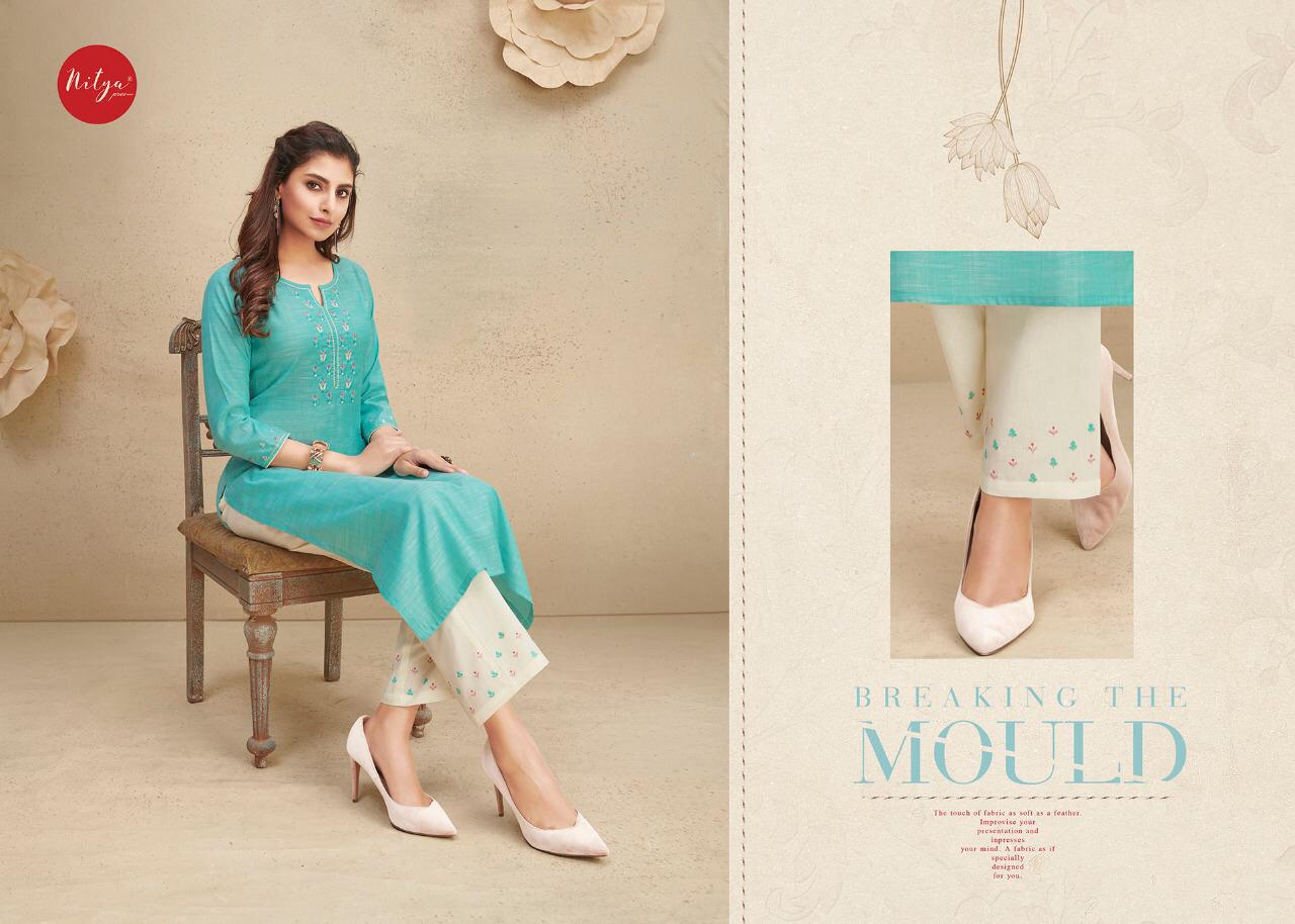 FABRICS (NITYA) SHANAYA Latest Fancy festive Wear Fancy Cotton Worked Kurtis With Bottom Collection