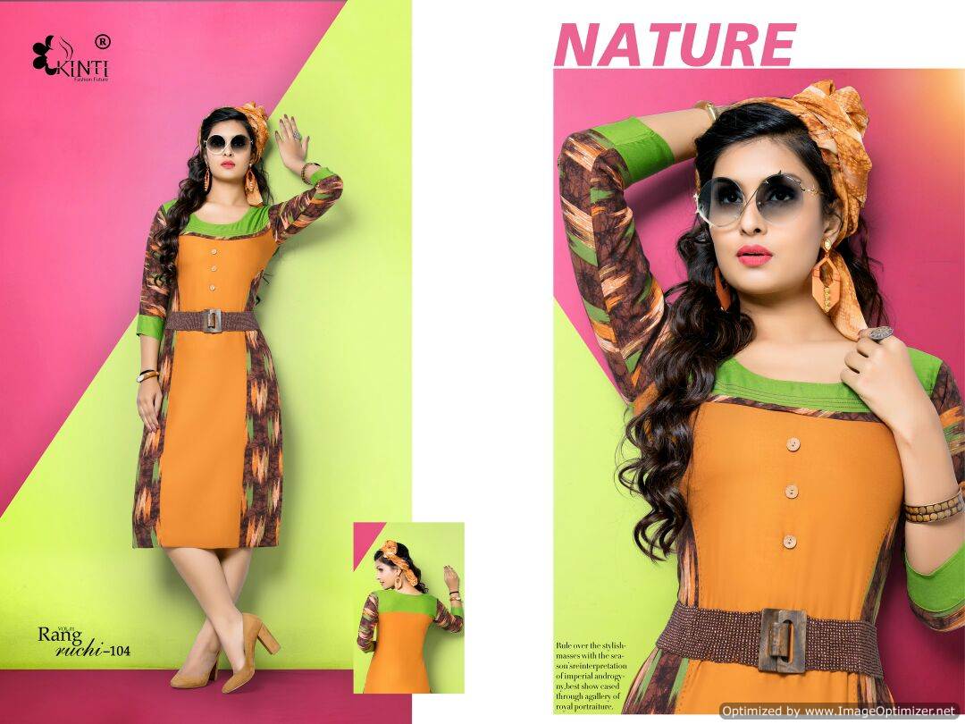Kinti-Rang Ruchi Fancy Regular wear Pure Rayon printed Kurtis Collection
