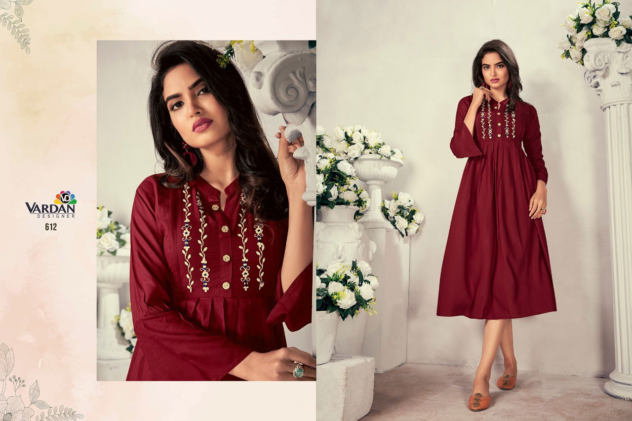 Vardan Good News Latest Fancy Designer Ethnic Wear Heavy Rayon Embroidery Kurtis Collection
