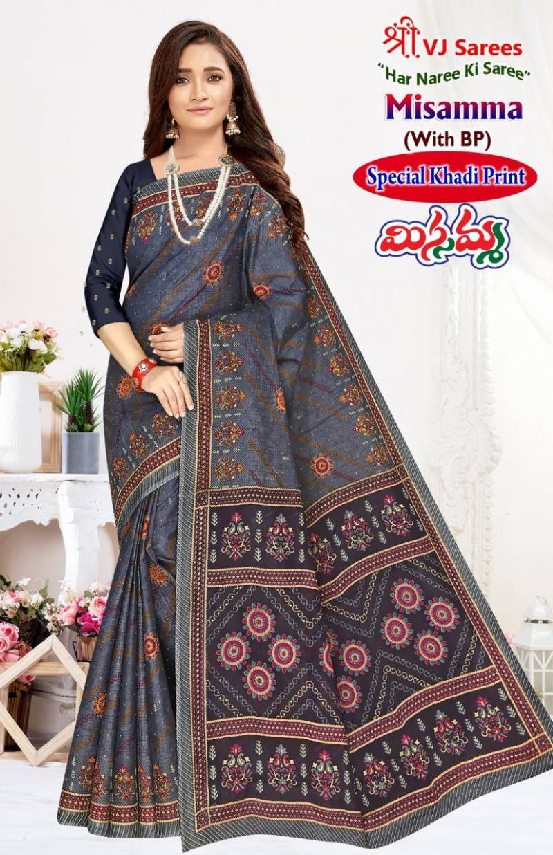 Misamma Vol 03 By Vj Casual Wear Khadi Cotton Printed Saree Wholesale Online