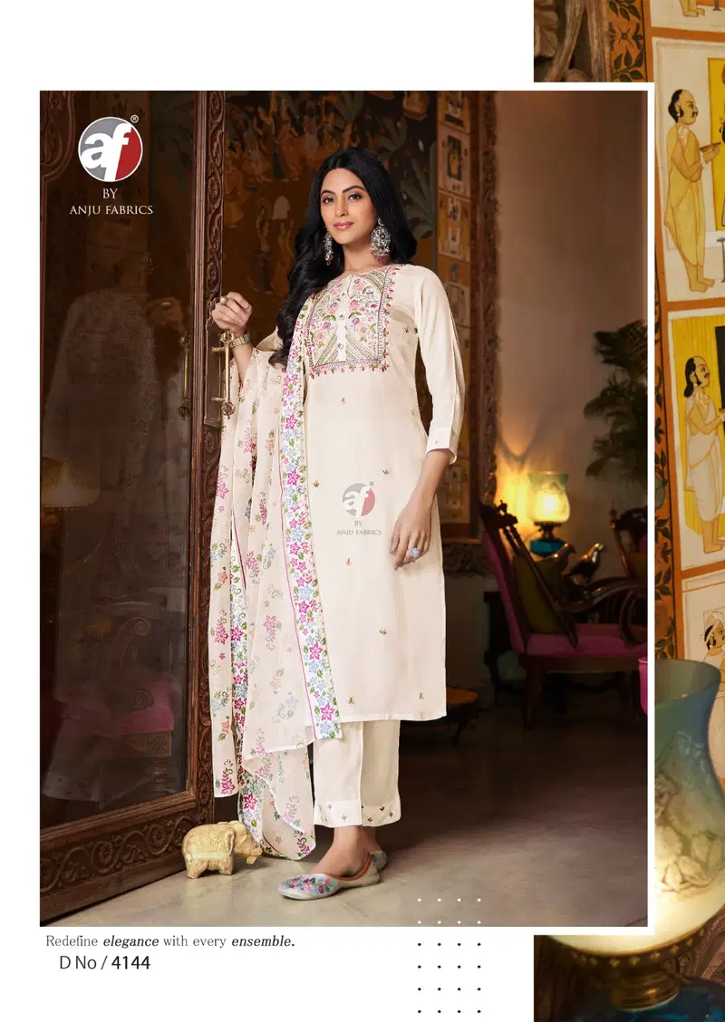 Golden Meadows Vol 4 By Af Muslin Designer Readymade Suits Exporters In India
