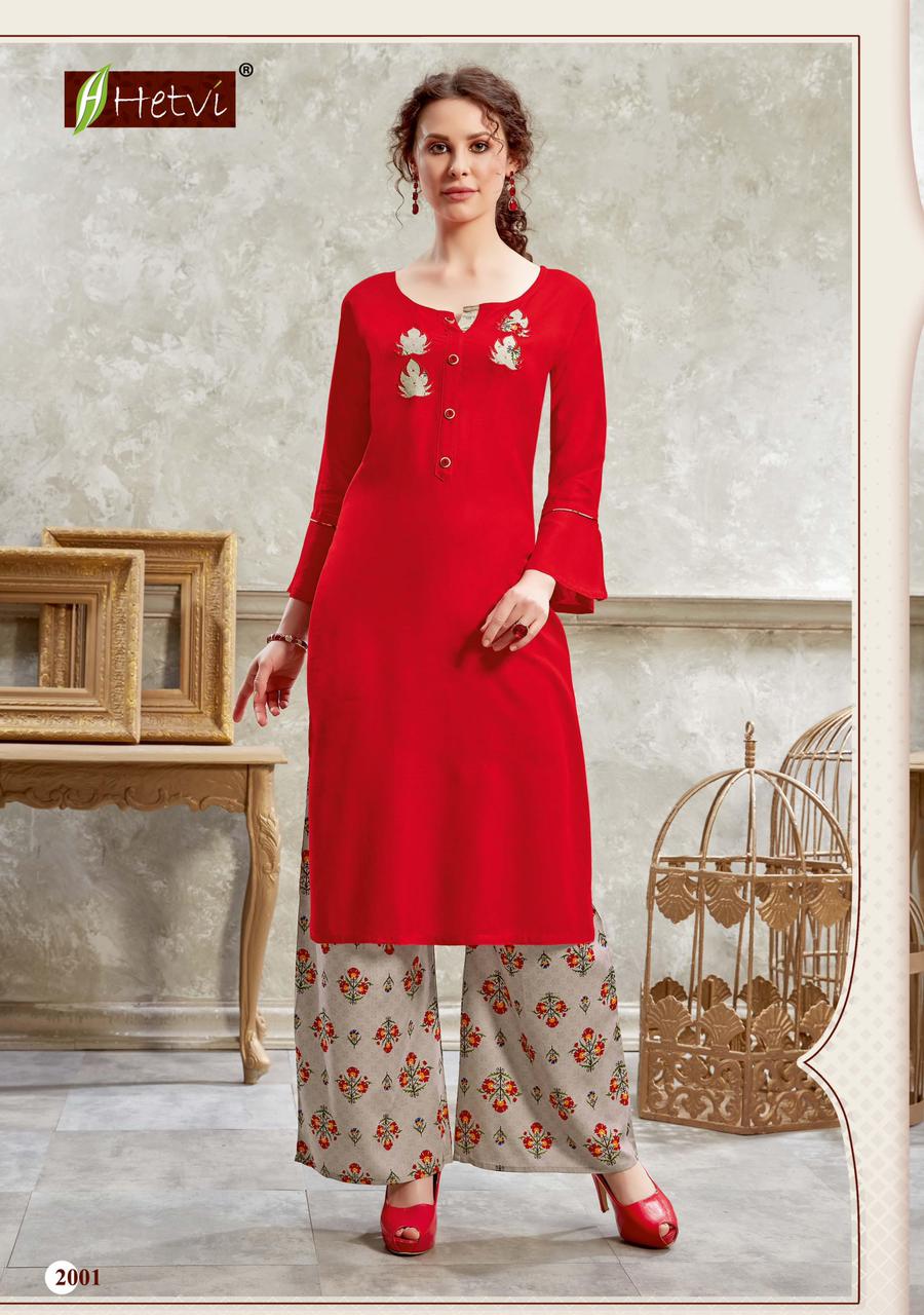 Hetvi Nidhi Ethnic Wear Rayon Designer Printed Kurtis With Bottom Collection