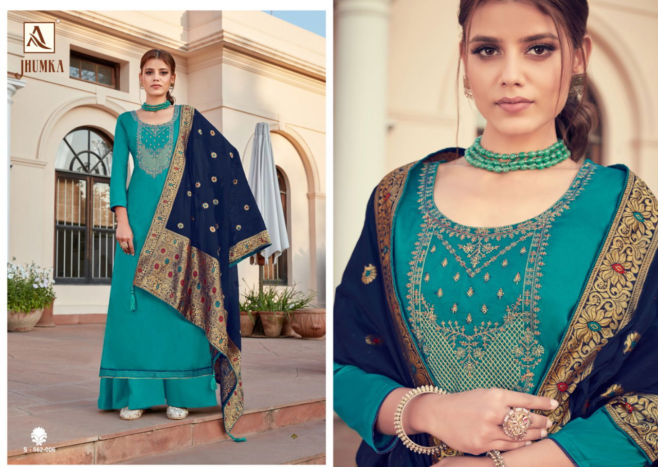 Alok Jhumka Desinger Heavy Pure Zam Cotton Dyed with Exclusive Embroidery Festive Wear Dress Material Collection