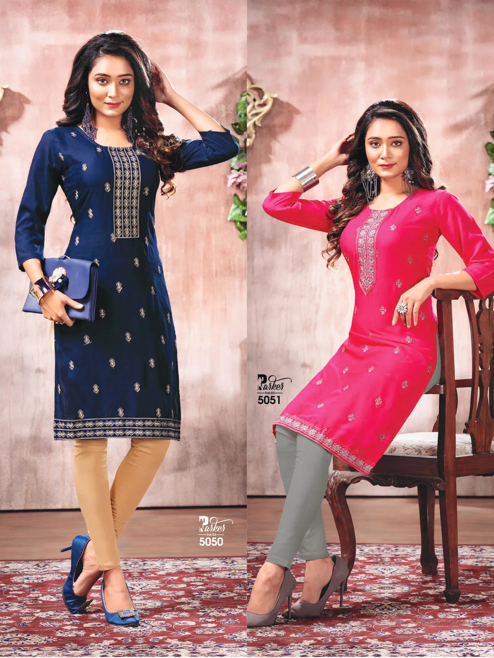 PARKER VOL 03 New Collection Latest Fancy Designer Ethnic Wear Rayon Plain Embroidery Kurtis Collection