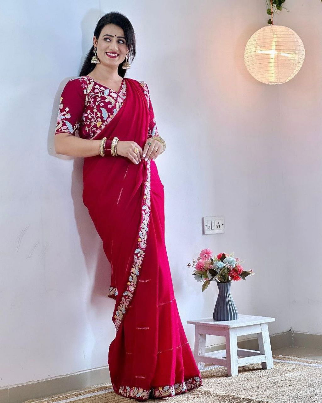 BT 1307 Designer Embroidery Rangoli Silk Readymade Blouse Saree Wholesale Online