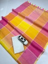 Sc Checks Linen Cotton Woven Crafted With Checks Printed Saree Wholesale Online