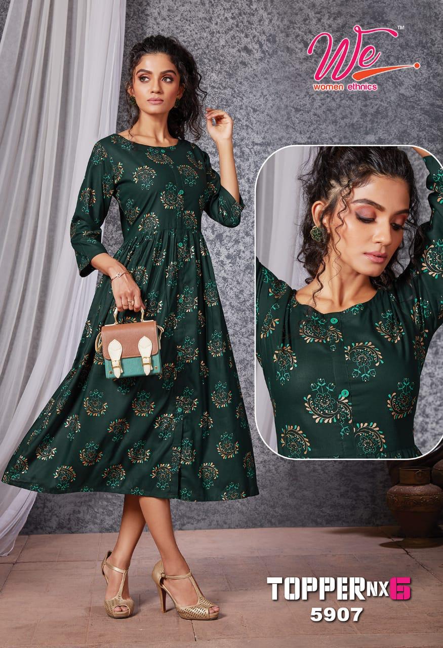 We Topper Nx 6 Ethnic Wear Anarkali Long Rayon Designer Kurti Collection

