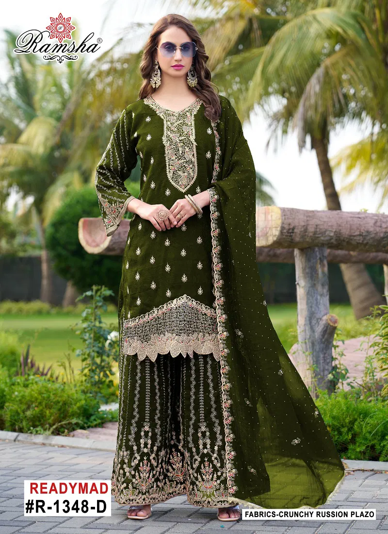 R 1348 Nx By Ramsha Crunchy Pakistani Readymade Suits Exporters In India
