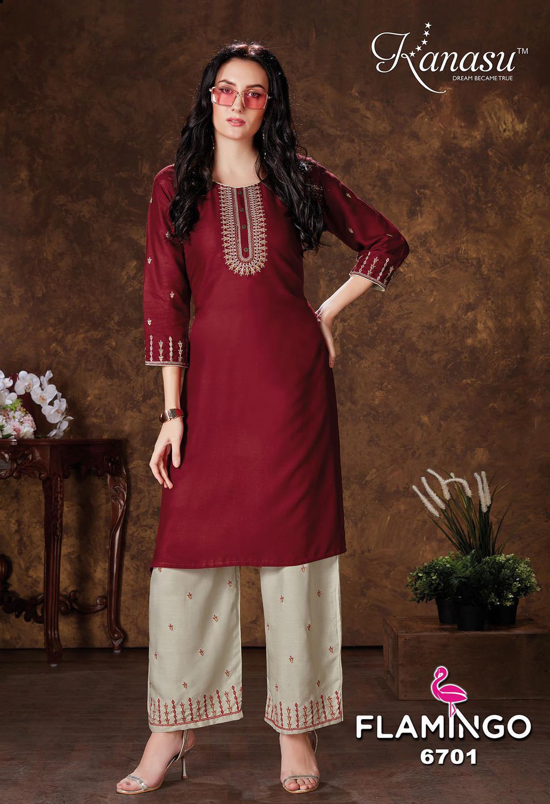 Kanasu Flaamingo 2 Designer Ethnic Wear Rayon Kurti With Bottom Collection