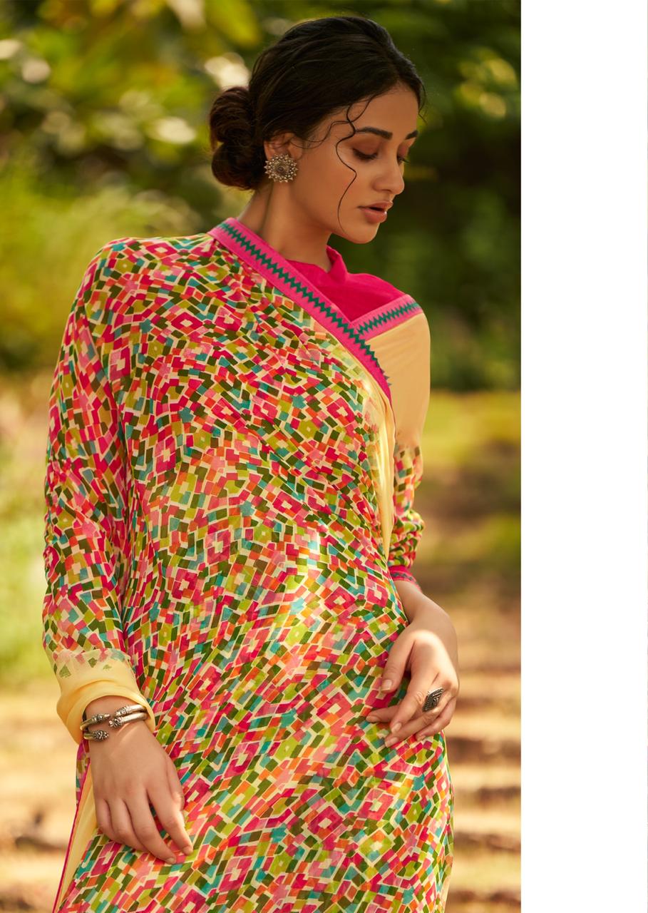 REVISE RATE -- KASHVI FALAK Latest Fancy Regular Wear Weightless Printed saree Collection