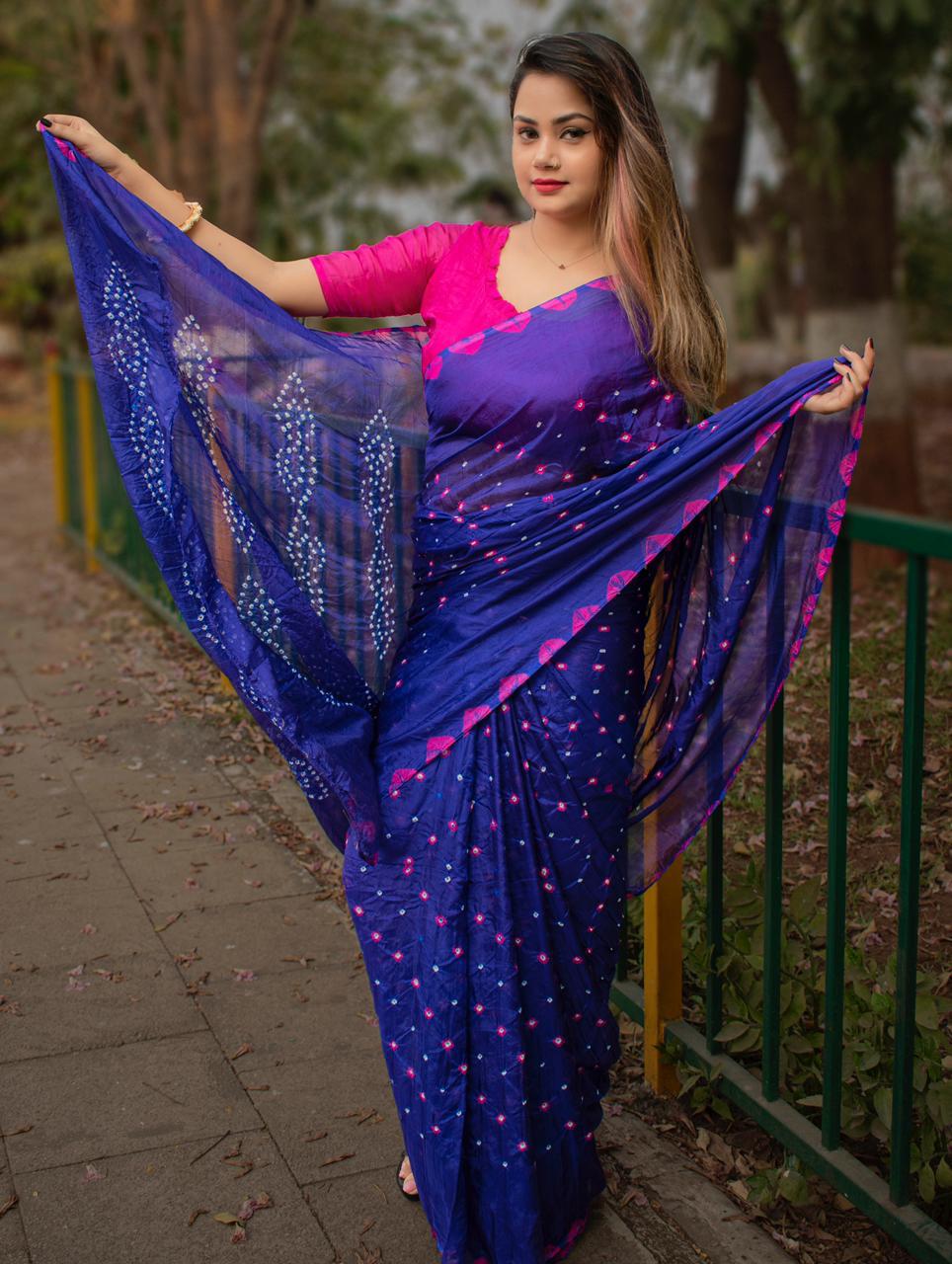 Gaji Bandhej Latest Designer Fancy Festive Wear Silk With Bandhej Border Saree Collection
