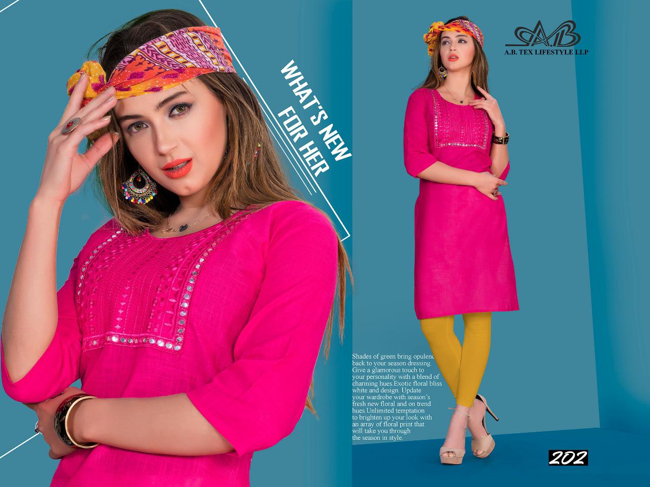 Ab Dhani 1 Designer Regular Wear Neck Work Cotton Slub Pure Kurti Collection
